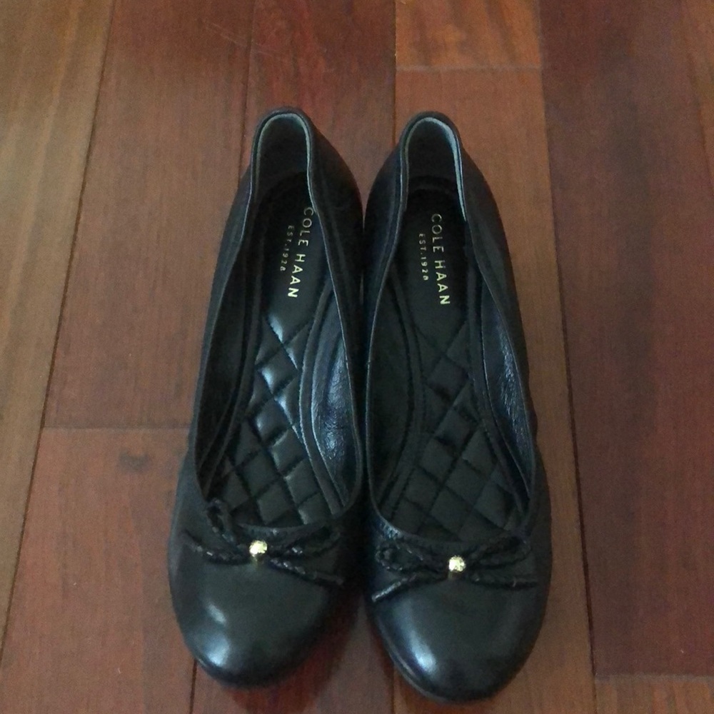 Cole Haan black leather wedges size 7